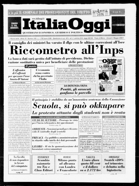 Italia oggi : quotidiano di economia finanza e politica